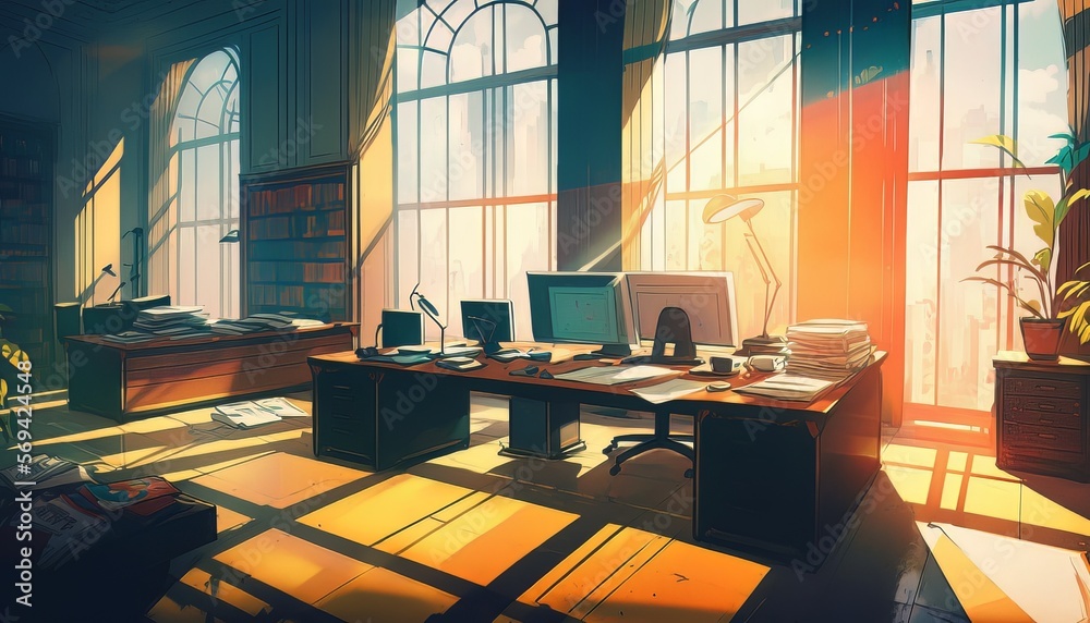 Aufkleber Manager businessman office at afternoon atmosphere background. Generative AI technology.	
