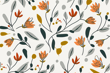 Boho Minimalist Flower Sketch, Generative AI