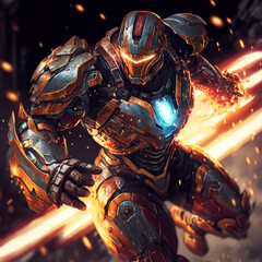 3D Rendered Futuristic Cyberpunk Robot Jaeger 2