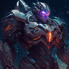 3D Rendered Futuristic Cyberpunk Robot Jaeger 1