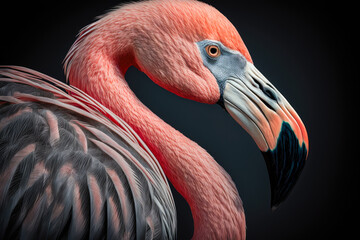 A closeup of a majestic flamingo, Phoenicopteridae family - Generative AI