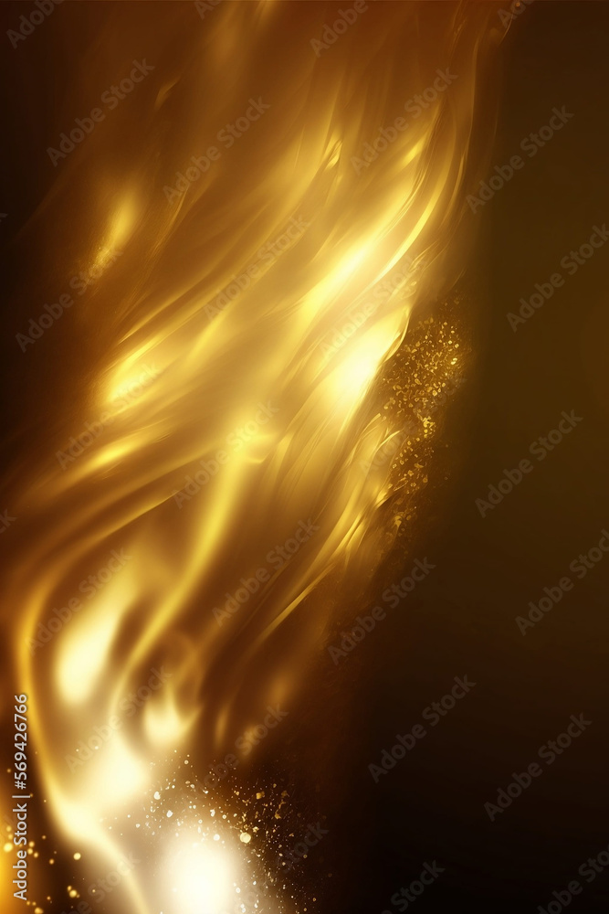 Poster abstract glowing golden cloud of smoke on dark background