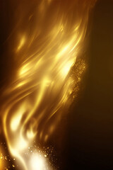 abstract glowing golden cloud of smoke on dark background