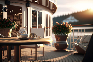 holiday on yacht deck in soft sunlight