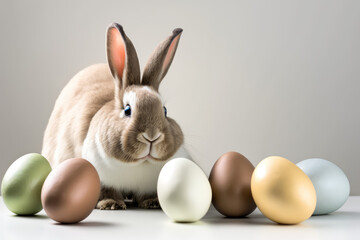 Photorealistic illustration of Easter bunny and easter , generarive ai illustration