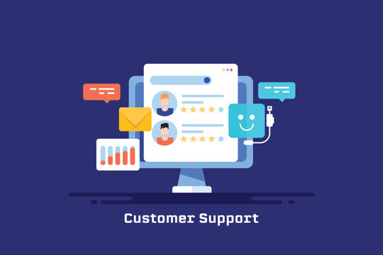 Automate customer support concept, chatbot answering users query, business service technology web banner template.