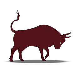 Crimson bullfight icon on a white background.
Fierce. Brutal. Drawing vector illustration