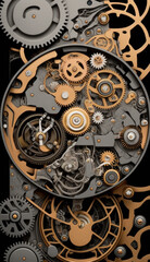 Seamless Mechanical Watch Internal Mechanism background. Generative AI