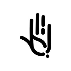 Hand stylized line logo, high five logo design on white background