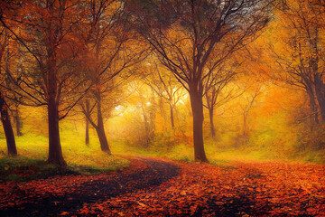Wallpaper background of beautiful fall scenery. Generative AI