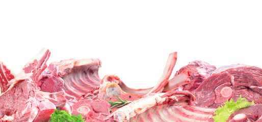 Lamb meat isolated on white background.