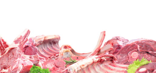 Lamb meat isolated on white background.