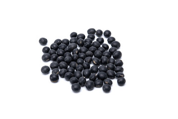 Pile of japanese black soybeans isolated on white background