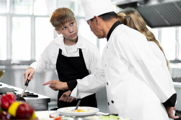 Students are learning to cook in a culinary institute with a standard kitchen and complete equipment. And have a professional chef as a trainer.