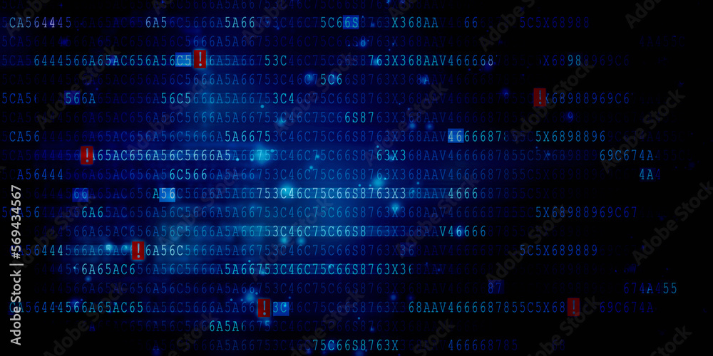 Poster 2d illustration abstract digital binary data on computer screen