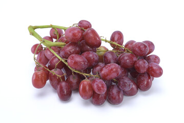 Ripe red grape. Bunch of red grape isolated on white background.
