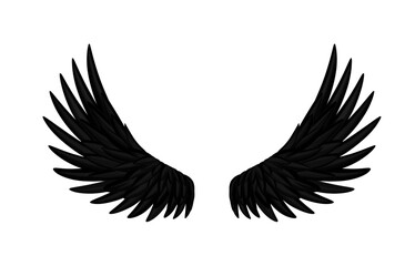 black eagle wings in smooth gradation style on transparent background – vector