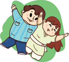 Holi Celebration, Indian festival. Young couple (Friends) Playing Holi celebration poster, banner, wallpaper. vector illustration design.