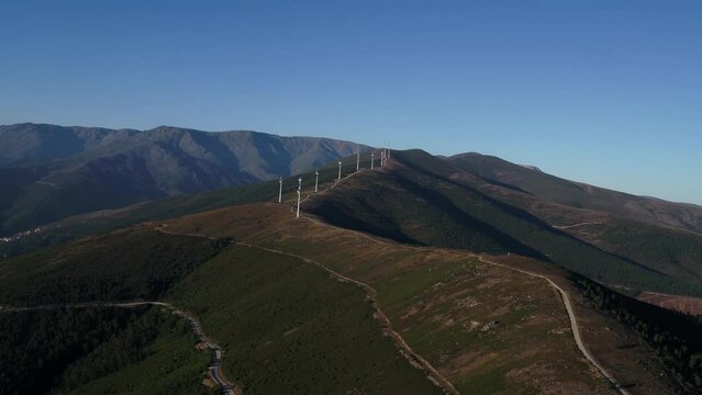 Wind Power Mountains in Portugal 4K