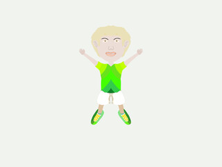 Illustration of a boy with a bright smile and enjoying his time.
