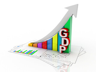 3d rendering Stock market online business concept. business Graph with GDP
