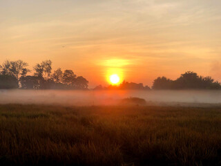 Fototapeta na wymiar The sun rises Winter in Chiang Mai Thailand