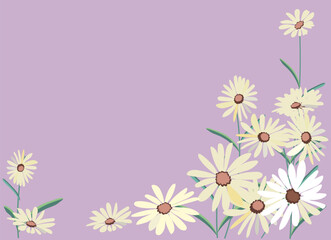 white flowers on purple background. Vector Illustration of decorative floral design for wedding invitations and greeting cards