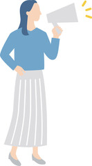 拡声器でお知らせをするビジネスウーマン