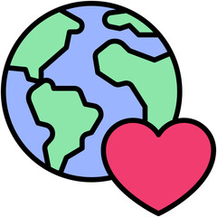 Earth with heart icon, Love and heart vector