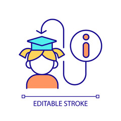 Information for students RGB color icon. Learning process improvement. Effective studying new subjects. Education system. Isolated vector illustration. Simple filled line drawing. Editable stroke