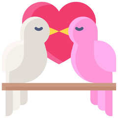Couple bird icon, Love and heart vector