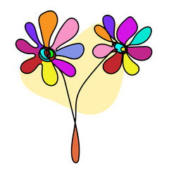 Hand drawn abstract doodle colorful flowers, isolated.