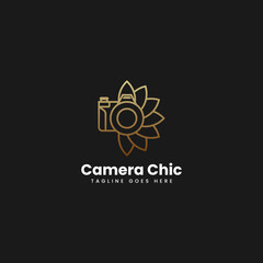 Vector Logo Illustration Camera Line Art Gradient Style.
