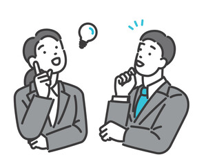 ひらめいた就活生の男女のベクターイラスト素材／就職活動／解決／就活
