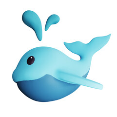 Blue sea Whale 3D Icon