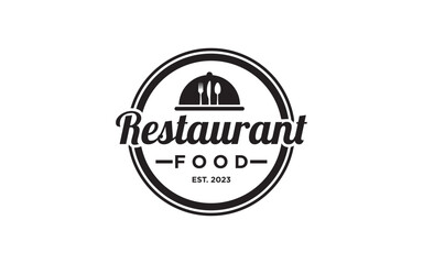 Restaurant badge, poster with fork and knife logo template