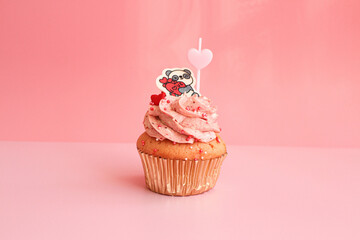 Pink Strawberry Cup Cake for Valentine's day