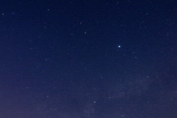 Obraz premium Milky Way stars and constellations on evening sky.