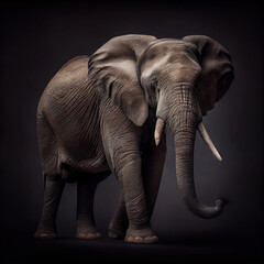 Studio portrait of african elephant as wildlife portrait (Generative AI)
