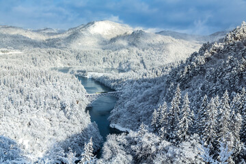 只見線第一橋梁雪景色