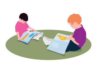 Students Learning Together in illustration graphic vector