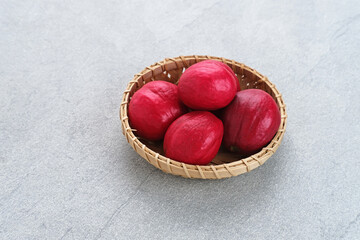 Mahkota dewa (Phaleria macrocarpa) used as traditional medicine. This plant is a native Indonesian plant originating from Papua. Selected focus
