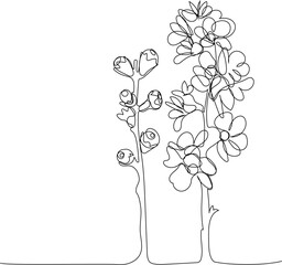 flowers and herbs isolated on white background. Hand drawn sketch flowers and insects. Vector illustration