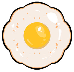 Cute cartoon fried egg painting, top view