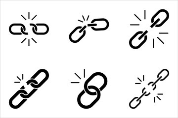 Stroke line icons set of hyperlink. Simple symbols for app development and website design. Vector illustration isolated on a white background.
