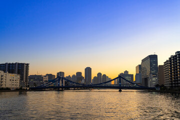 Fototapeta premium 東京水辺ライン船上から見た夕景