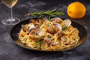 Seafood pasta with clams Spaghetti alle Vongole