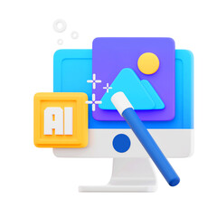 A Futuristic Computer 3D Icon