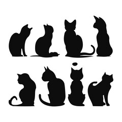 Vector collection of cute cats silhouette 