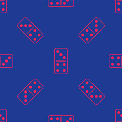 Red Domino icon isolated seamless pattern on blue background. Vector